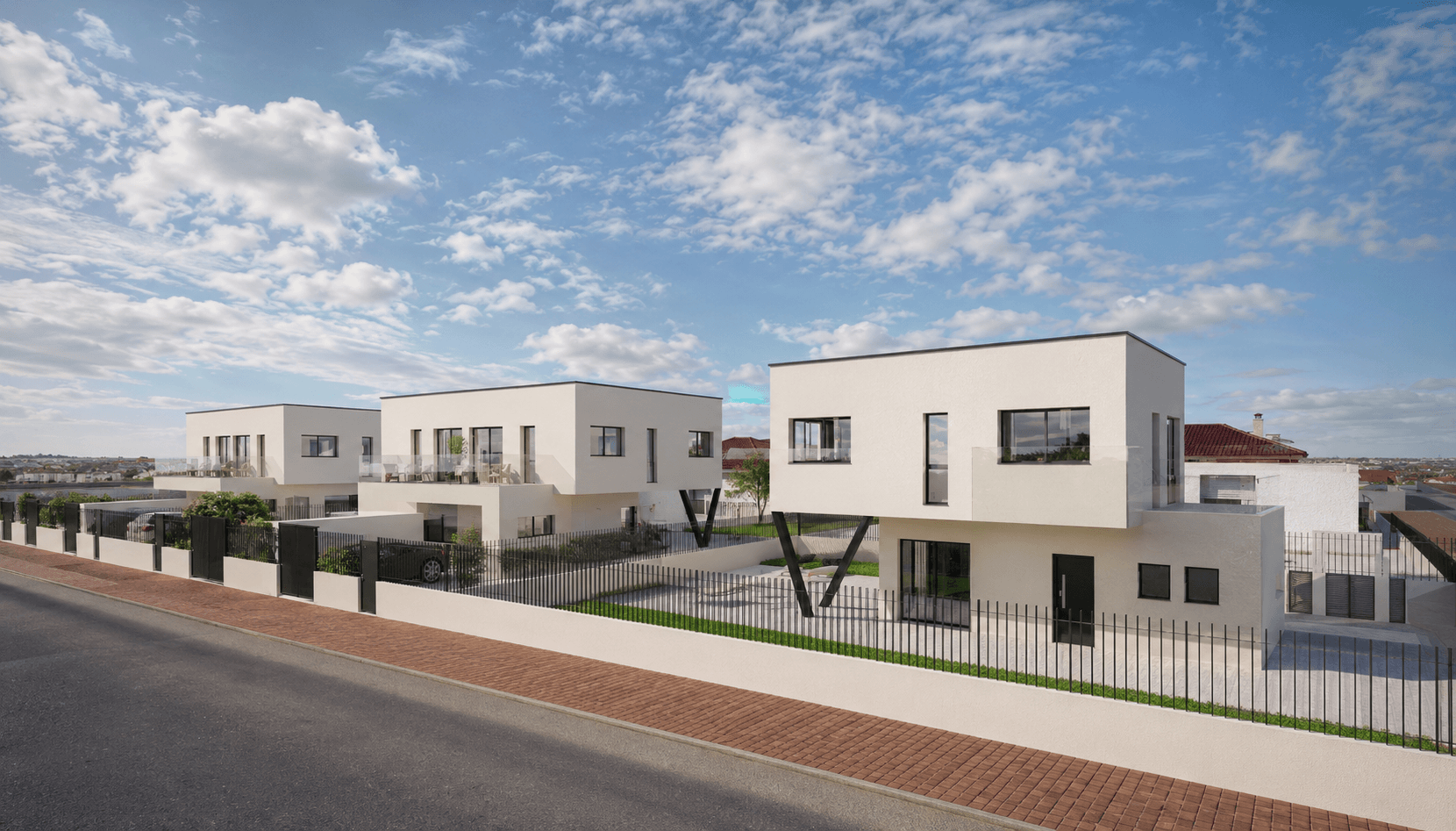 Vivienda unifamiliar moderna en Mocejón al atardecer
