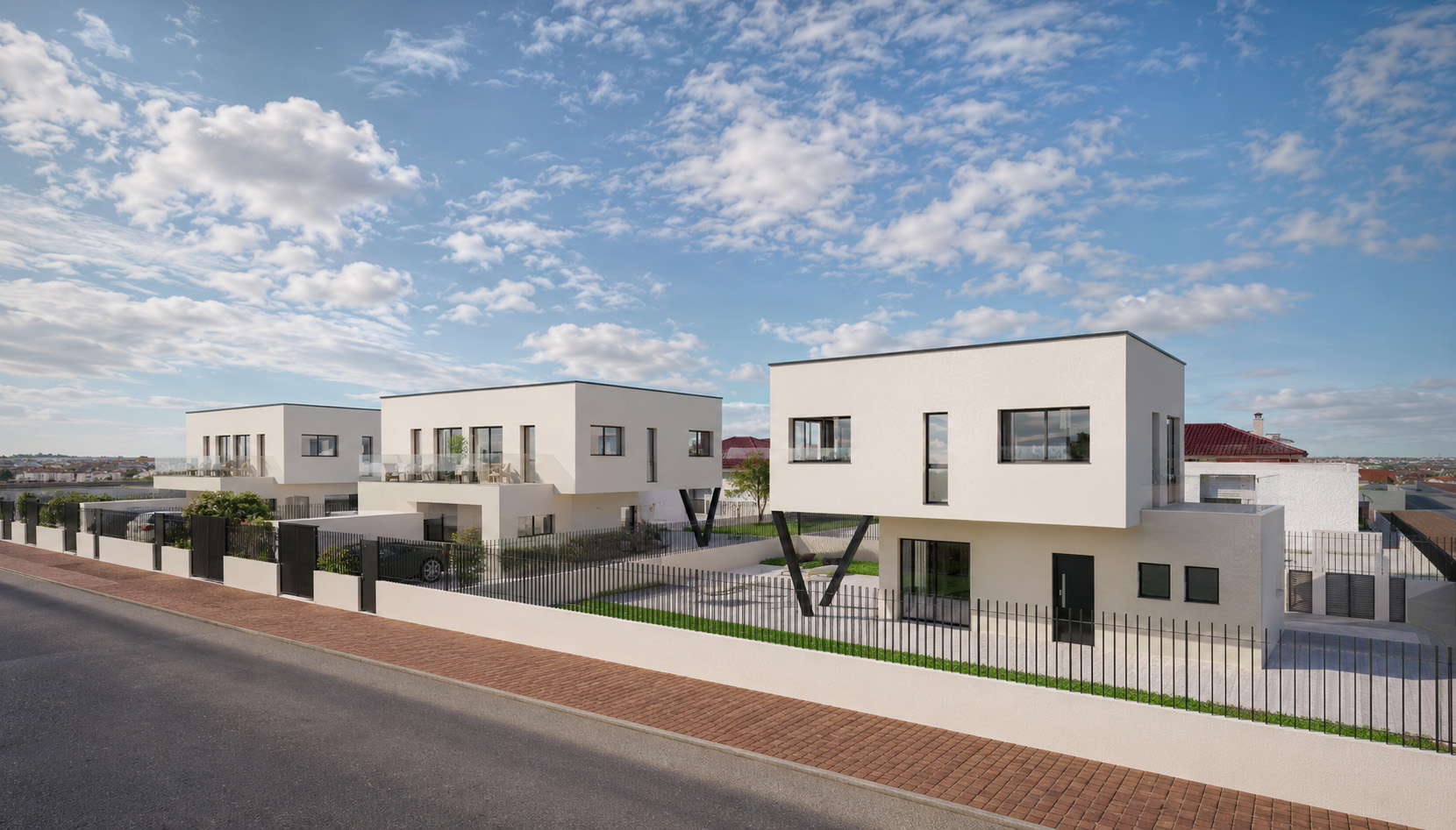 Vivienda unifamiliar moderna en Mocejón al atardecer
