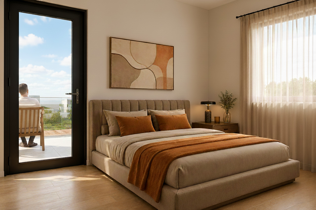 Dormitorio con terraza